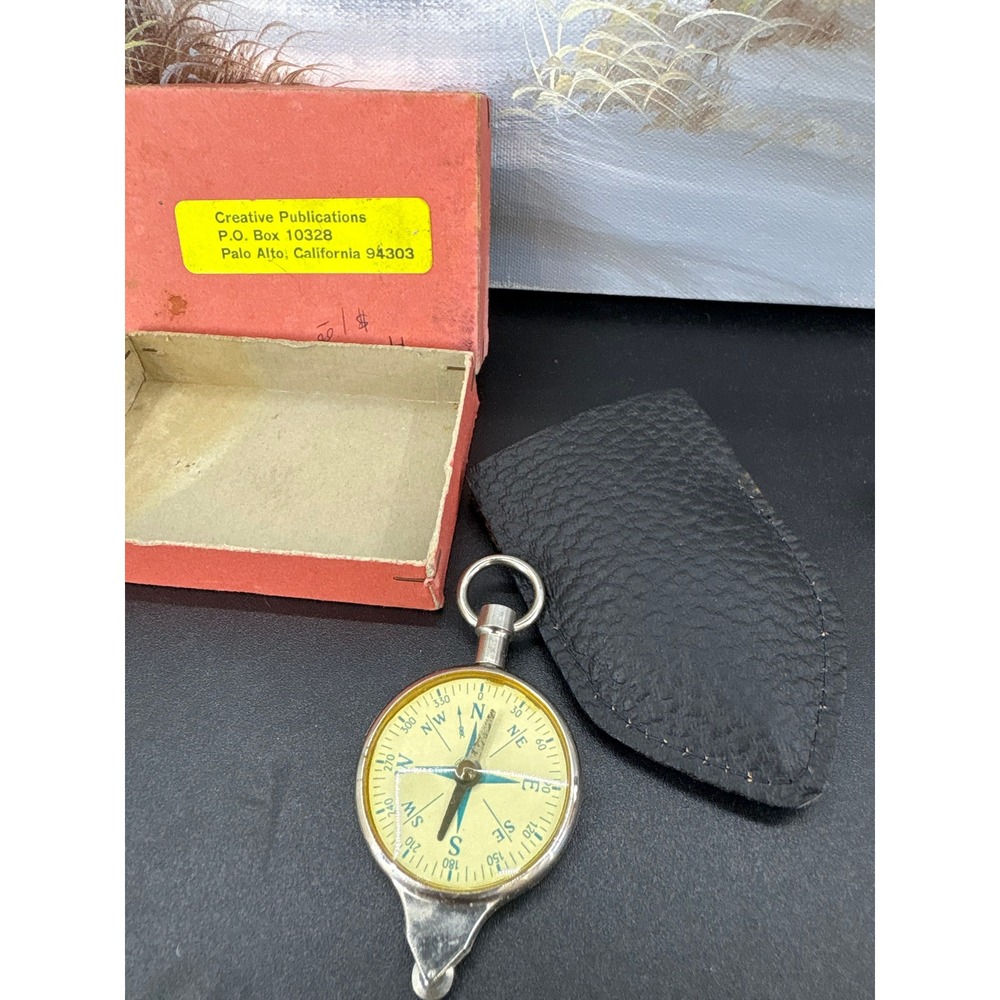 Vintage German Map Measure and Pocket Compass With Pouch